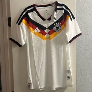 Adidas White Jersey with Black and Red Stripes